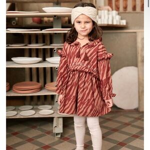 Louise Misha boutique NWT Red and Cream Striped Dress with Ruffles